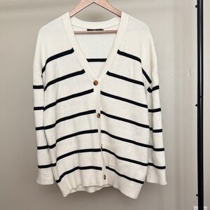 Amazon Black and Cream Striped Cardigan
